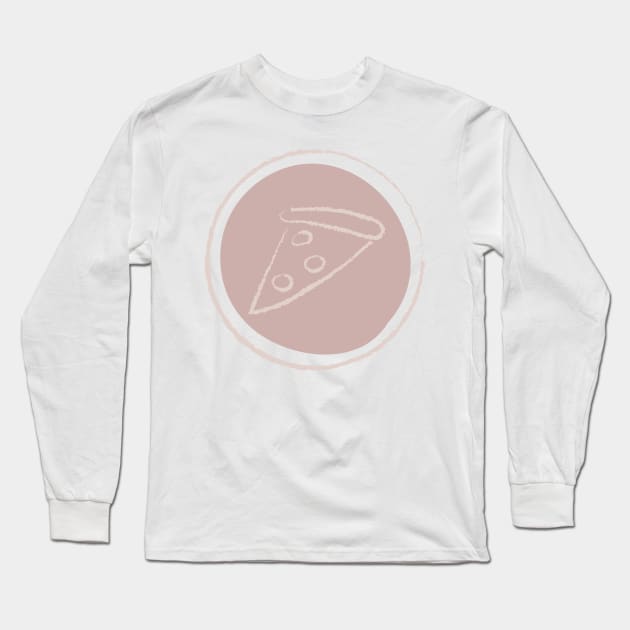 Pink Chalk Pizza Logo Long Sleeve T-Shirt by InkyArt